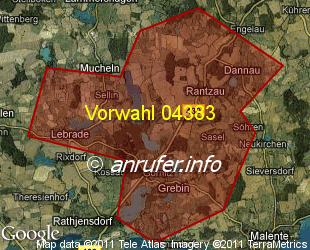 Vorwahlkarte 04383 – Grebin