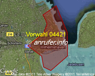 Vorwahlkarte 04421 – Wilhelmshaven