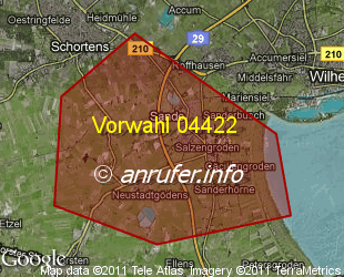 Vorwahlkarte 04422 – Sande Kr Friesl