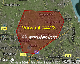 Vorwahlkarte 04423 – Fedderwarden
