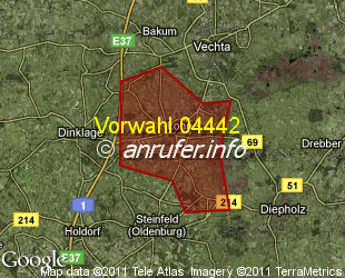 Vorwahlkarte 04442 – Lohne Oldenburg