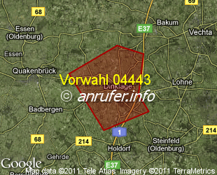 Vorwahlkarte 04443 – Dinklage