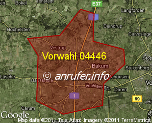 Vorwahlkarte 04446 – Bakum Kr Vechta