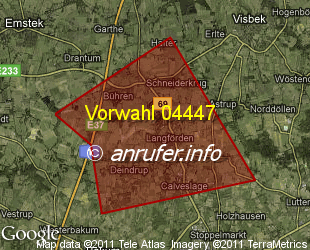 Vorwahlkarte 04447 – Vechta-Langförden