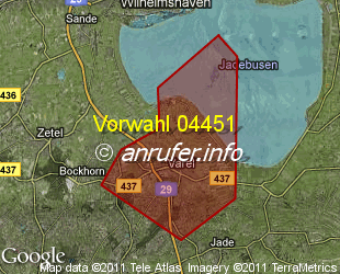 Vorwahlkarte 04451 – Varel Jadebusen