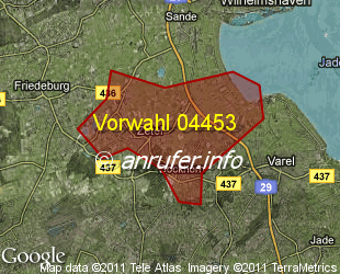 Vorwahlkarte 04453 – Zetel