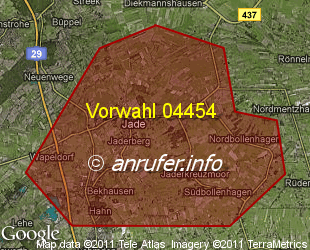 Vorwahlkarte 04454 – Jade