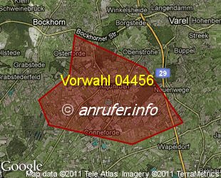 Vorwahlkarte 04456 – Varel-Altjührden