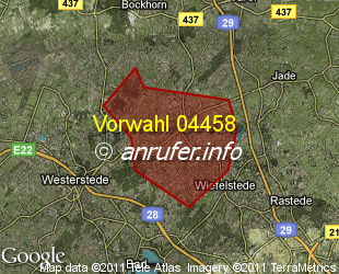 Vorwahlkarte 04458 – Wiefelstede-Spohle