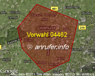 Vorwahlkarte 04462 – Wittmund