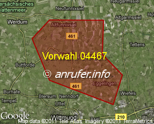 Vorwahlkarte 04467 – Wittmund-Funnix