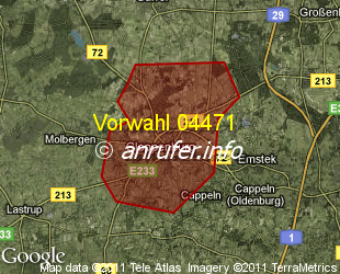 Vorwahlkarte 04471 – Cloppenburg