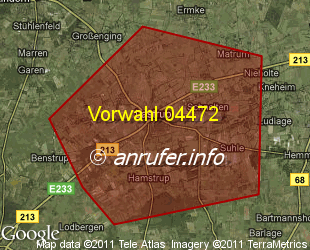 Vorwahlkarte 04472 – Lastrup