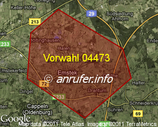 Vorwahlkarte 04473 – Emstek