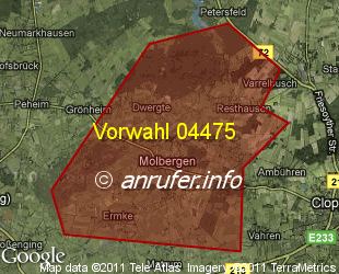 Vorwahlkarte 04475 – Molbergen