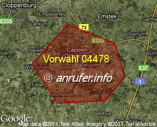 Vorwahlkarte 04478 – Cappeln Oldenburg