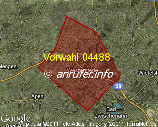 Vorwahlkarte 04488 – Westerstede
