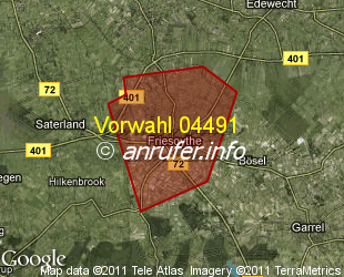 Vorwahlkarte 04491 – Friesoythe