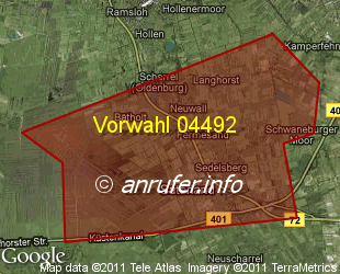 Vorwahlkarte 04492 – Saterland
