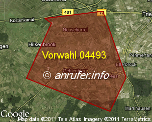 Vorwahlkarte 04493 – Friesoythe-Gehlenberg