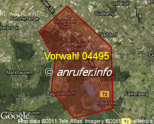 Vorwahlkarte 04495 – Friesoythe-Thüle