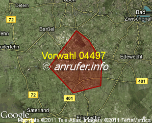 Vorwahlkarte 04497 – Barßel-Harkebrügge