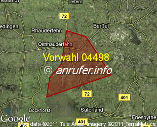 Vorwahlkarte 04498 – Saterland-Ramsloh