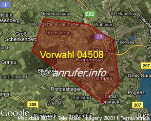 Vorwahlkarte 04508 – Krummesse