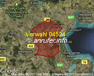 Vorwahlkarte 04524 – Scharbeutz-Pönitz