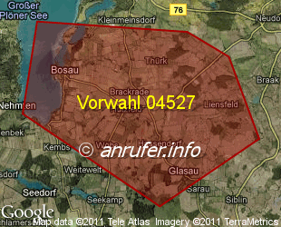 Vorwahlkarte 04527 – Bosau