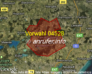 Vorwahlkarte 04528 – Schönwalde am Bungsberg