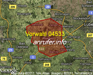 Vorwahlkarte 04533 – Reinfeld Holstein