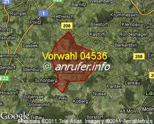 Vorwahlkarte 04536 – Steinhorst Lauenb