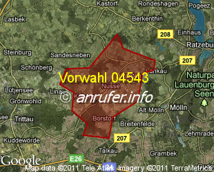 Vorwahlkarte 04543 – Nusse