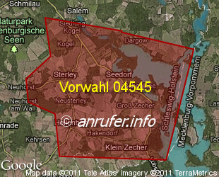 Vorwahlkarte 04545 – Seedorf Lauenb