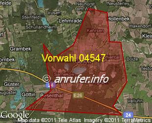 Vorwahlkarte 04547 – Gudow Lauenb