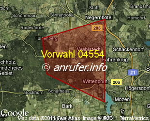 Vorwahlkarte 04554 – Wahlstedt