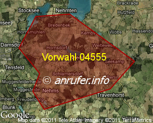 Vorwahlkarte 04555 – Seedorf b Bad Segeberg