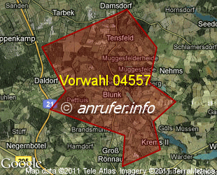 Vorwahlkarte 04557 – Blunk