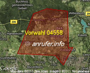 Vorwahlkarte 04558 – Todesfelde