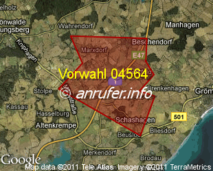 Vorwahlkarte 04564 – Schashagen