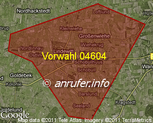 Vorwahlkarte 04604 – Grossenwiehe