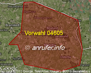 Vorwahlkarte 04605 – Medelby