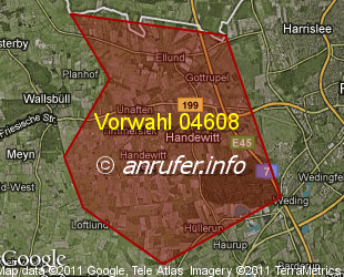 Vorwahlkarte 04608 – Handewitt