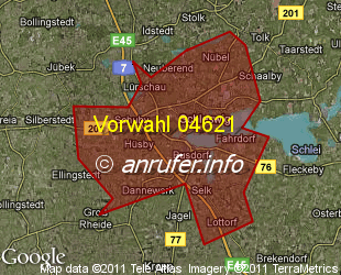 Vorwahlkarte 04621 – Schleswig