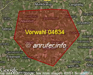 Vorwahlkarte 04634 – Husby