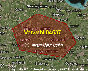 Vorwahlkarte 04637 – Sterup