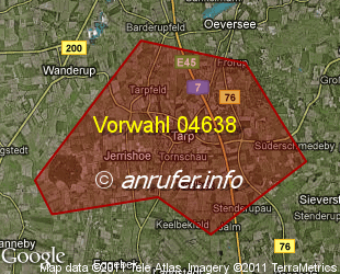 Vorwahlkarte 04638 – Tarp