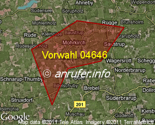 Vorwahlkarte 04646 – Mohrkirch