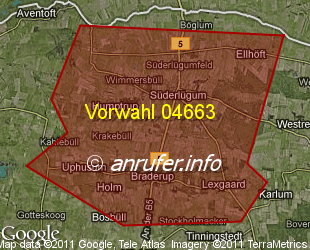 Vorwahlkarte 04663 – Süderlügum